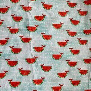Red Watermelon fish whales baby quilt home decor print fabric -two (2) yard